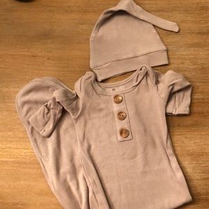 Caden Lane newborn gown and hat